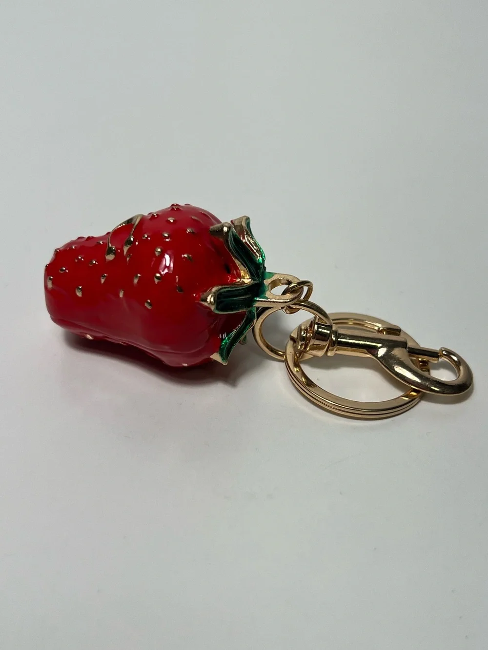 Coach CC Logo Strawberry Fruit Enamel Bag Charm Pendant Keychain